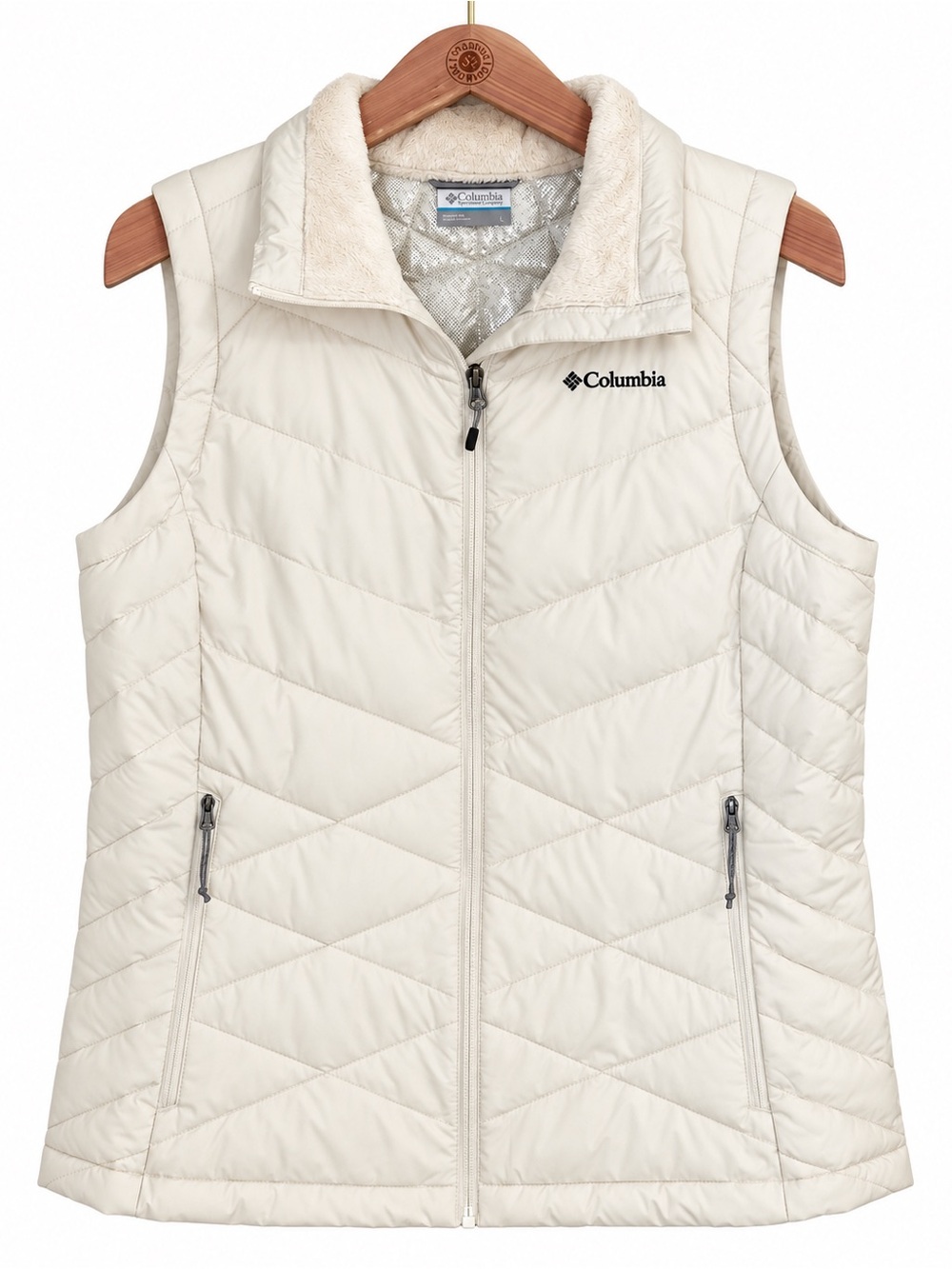 Columbia Heavenly Omni-Heat Vest Women’s L Chalk White Quilted Puffer
